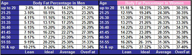 average percent body fat