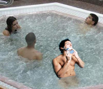 Shaving in Hot Tub
